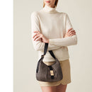 Borsa Donna Hobo Small BORBONESE in Tessuto linea Cortina Colore OP Naturale e Nero