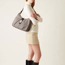 Borsa Donna Hobo Medium BORBONESE in Tessuto linea Cortina Colore OP Naturale e Nero