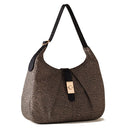 Borsa Donna Hobo Medium BORBONESE in Tessuto linea Cortina Colore OP Naturale e Nero
