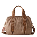 BORBONESE Damenhandtasche, Cloudette Medium-Linie, aus beigem und braunem Jet Op-Stoff