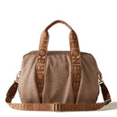 BORBONESE Damenhandtasche, Cloudette Medium-Linie, aus beigem und braunem Jet Op-Stoff