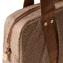 BORBONESE Damenhandtasche, Cloudette Medium-Linie, aus beigem und braunem Jet Op-Stoff