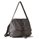 BORBONESE Damen-Hobo-Tasche mit Klappe Cloudette Medium-Linie aus Jet Op-Stoff in der Farbe Lehmgrau