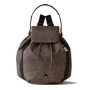 Women's Medium Nylon and Leather Backpack BORBONESE New Orbit in OP Natural and Black