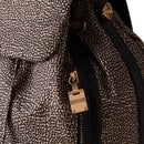 Women's Medium Nylon and Leather Backpack BORBONESE New Orbit in OP Natural and Black
