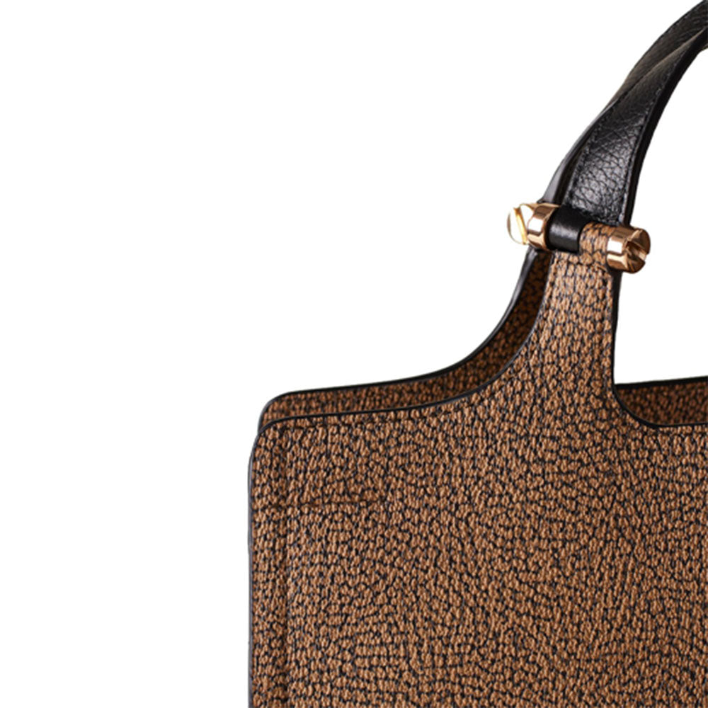 Zaino Donna Medio BORBONESE in Tessuto Riciclato stampa OP Beige Brown