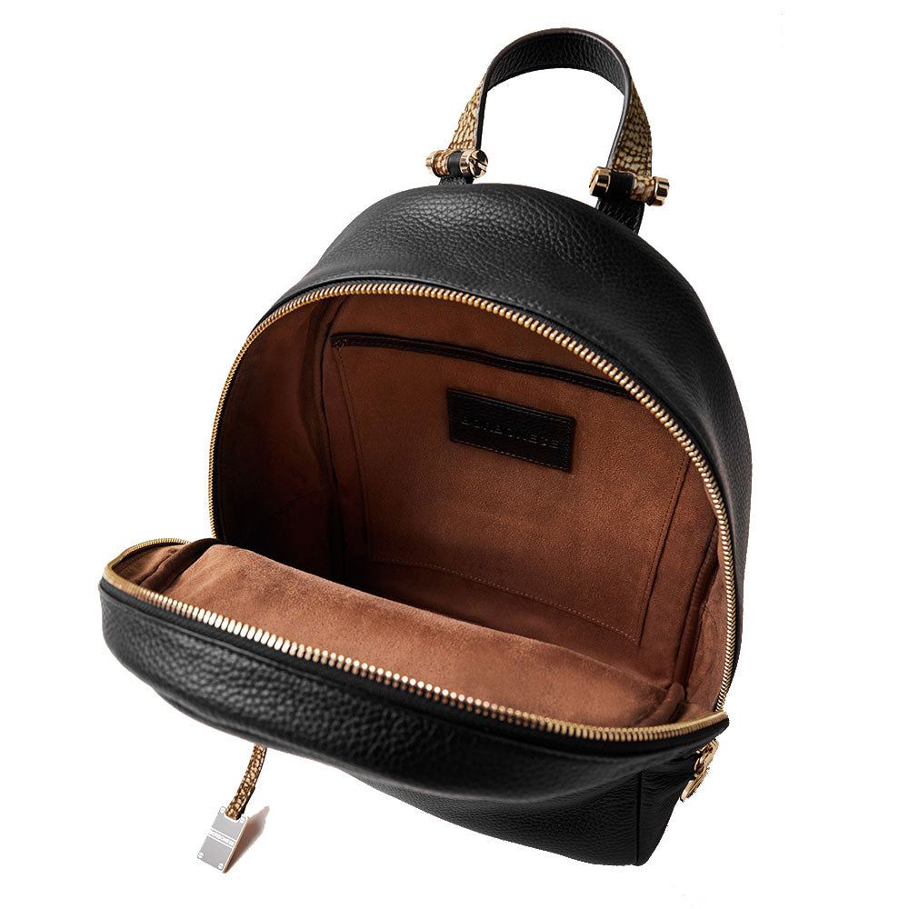 BORBONESE Damenrucksack Bolt Medium aus schwarzem Leder