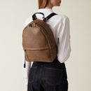 BORBONESE Damenrucksack Bolt Medium aus OP-beschichtetem Canvas und schwarzem Leder