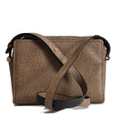 BORBONESE Damen-Umhängetasche Bolt Medium aus OP-beschichtetem Canvas und schwarzem Leder