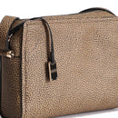 BORBONESE Damen-Umhängetasche Bolt Medium aus OP-beschichtetem Canvas und schwarzem Leder