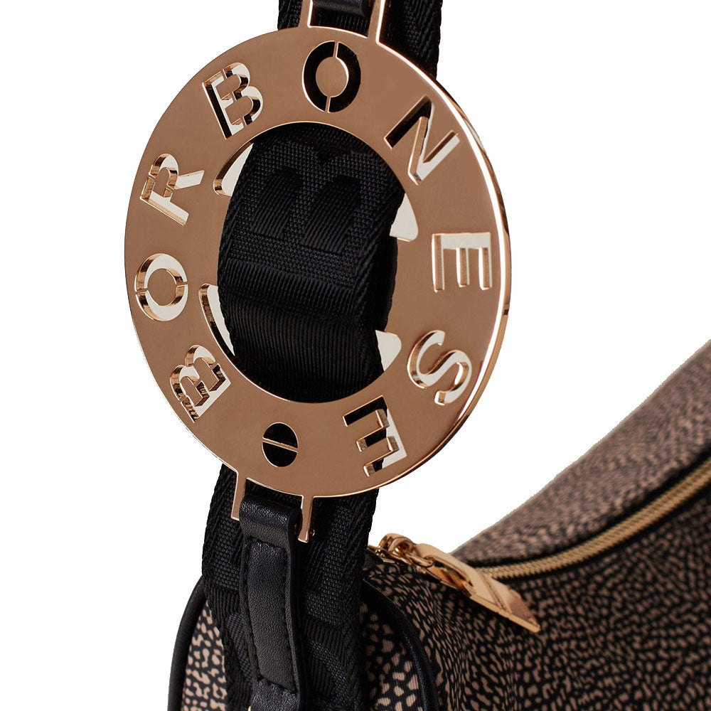 Borsa A Tracolla Mezza Luna In Vera Pelle Donna Con Patta Rindway