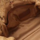 BORBONESE Damen-Hobo-Umhängetasche Savile Large aus Wildleder mit Jet Op-Print und hellbraunem Leder