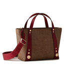 Borsa Donna a Mano BORBONESE linea Road Small in Tela Rivestita OP e Pelle Rosso Borgogna