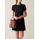Secchiello Donna a Mano BORBONESE linea Road Small in Tela Rivestita OP e Pelle Rosso Borgogna