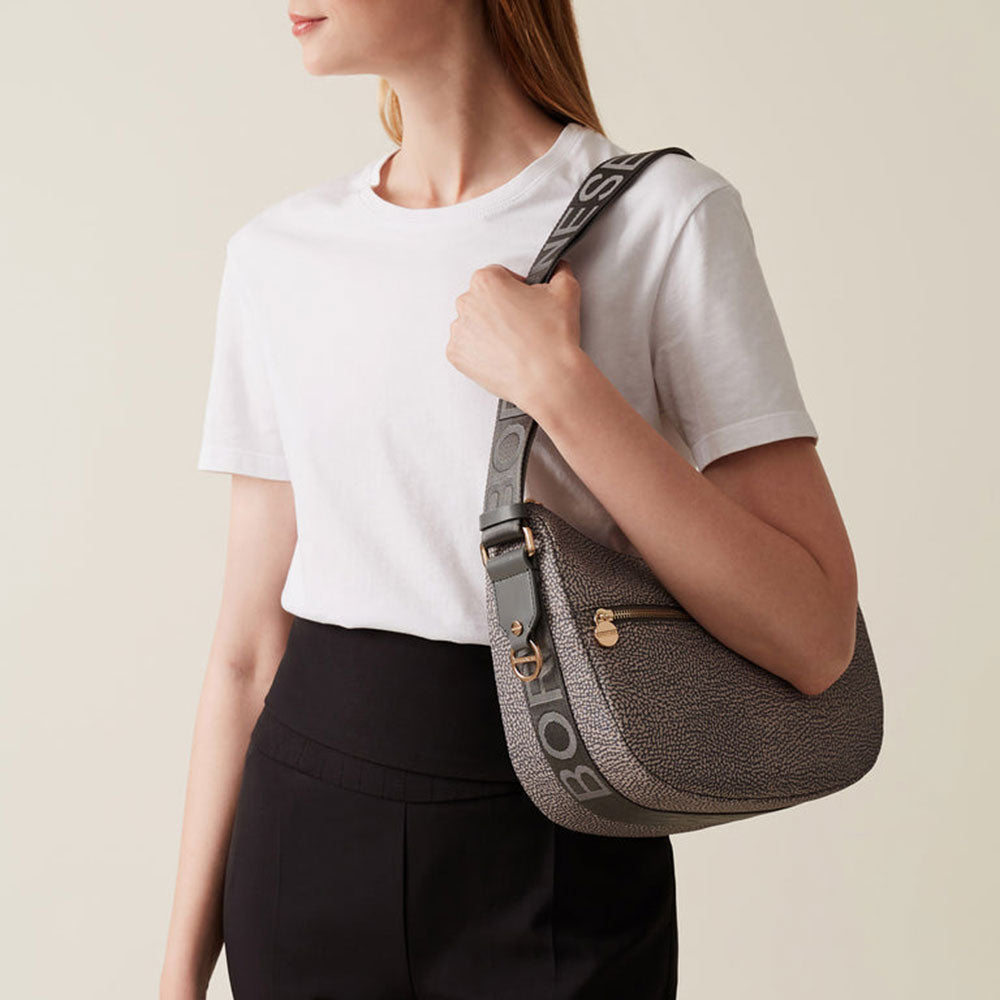 Ego - Borsa a tracolla oliva a mezza luna con catena Ego - Borsa a tracolla oliva a mezza luna con catena
