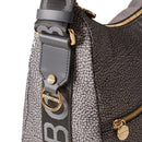 BORBONESE Luna Bag Mittlere Umhängetasche Jet Op-Linie aus lehmgrauem Stoff