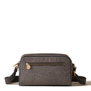 BORBONESE Kleine Damen-Umhängetasche Eco Line-Linie aus lehmgrauem Stoff