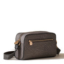 BORBONESE Kleine Damen-Umhängetasche Eco Line-Linie aus lehmgrauem Stoff