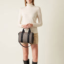 BORBONESE Kleine Bauletto Damentasche Eco Line aus natürlichem und schwarzem Op-Nylon