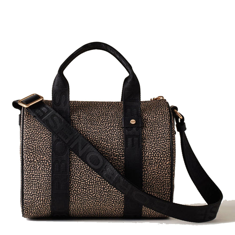 BORBONESE Kleine Bauletto Damentasche Eco Line aus natürlichem und schwarzem Op-Nylon