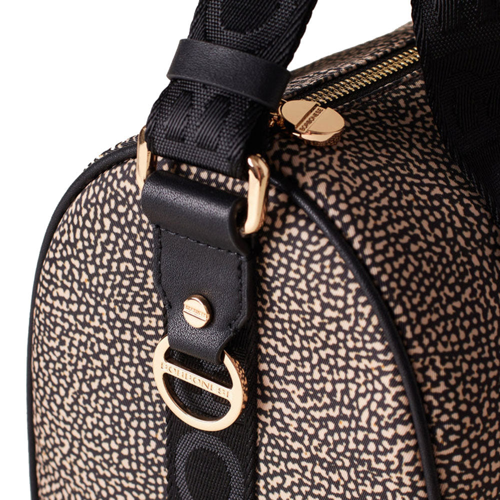 BORBONESE Kleine Bauletto Damentasche Eco Line aus natürlichem und schwarzem Op-Nylon