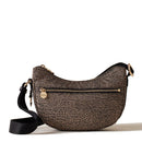 BORBONESE Luna Bag Mini Jet Op Line Umhängetasche aus naturschwarzem Nylon