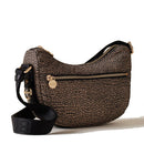 BORBONESE Luna Bag Mini Jet Op Line Umhängetasche aus naturschwarzem Nylon