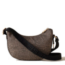 BORBONESE Luna Bag Mini Jet Op Line Umhängetasche aus naturschwarzem Nylon