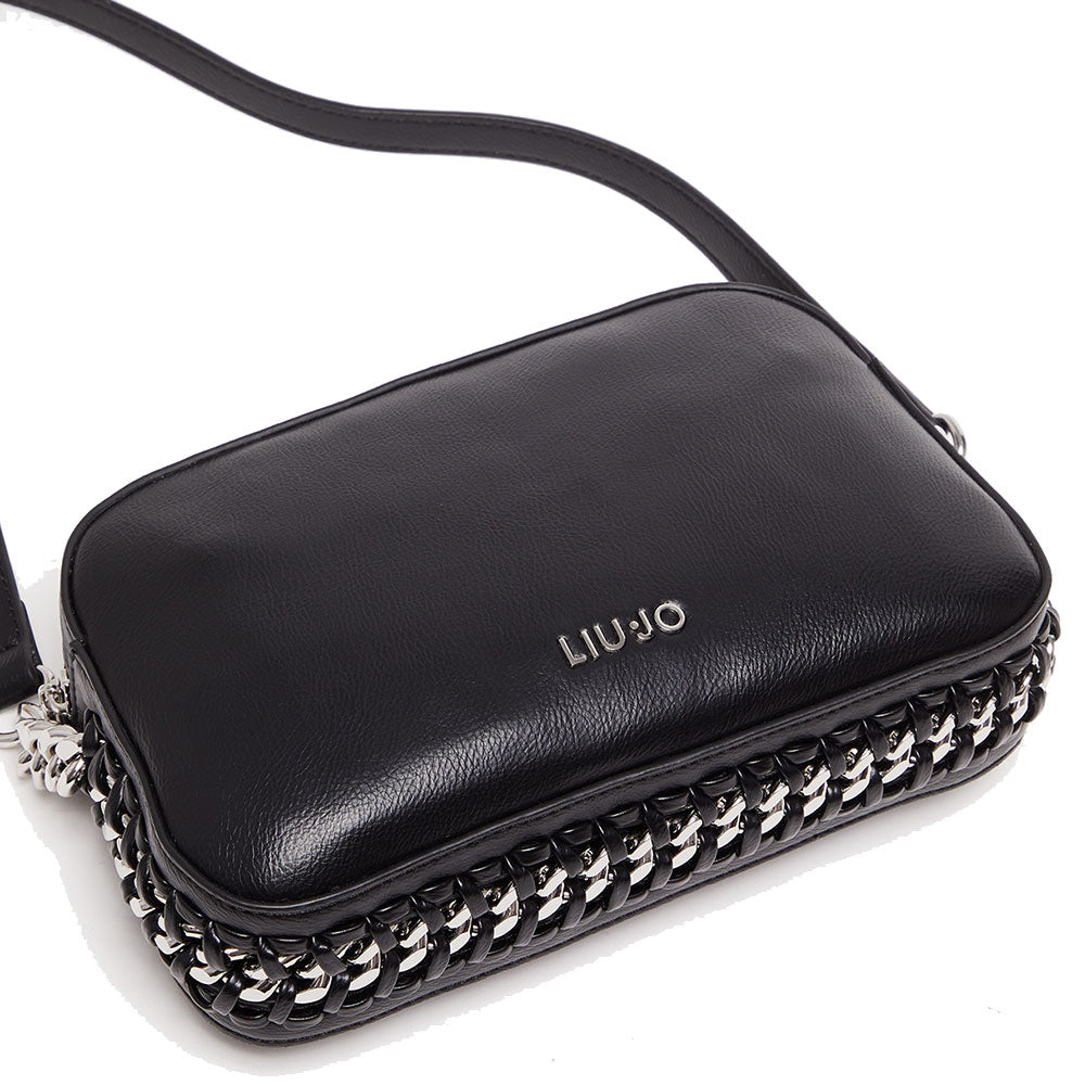LIU JO Schwarze Damen-Umhängetasche mit Ketten