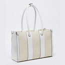 Shopping Bag LIU JO in Rafia con Logo Ricamato Off White