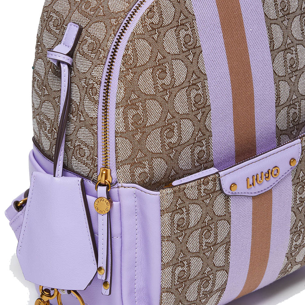 LIU JO Damenrucksack aus Stoff mit teddyfarbenem Jacquard-Logo