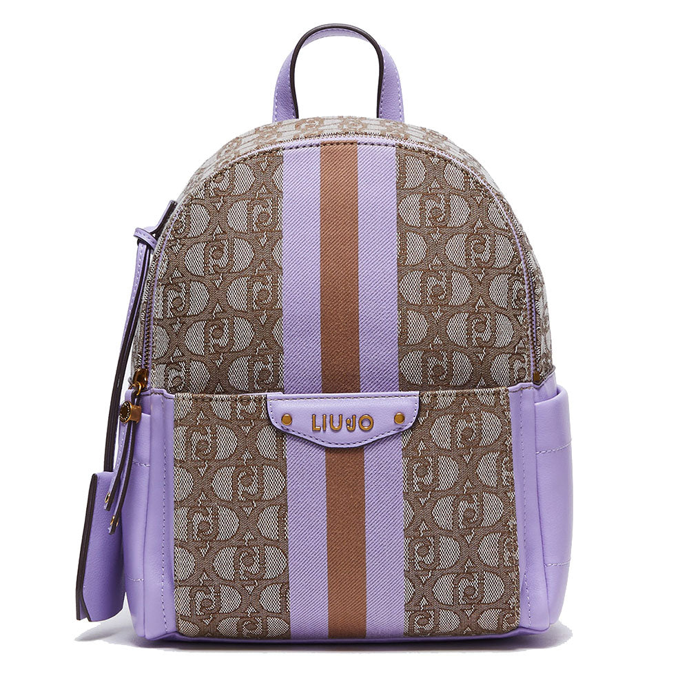 LIU JO Damenrucksack aus Stoff mit teddyfarbenem Jacquard-Logo