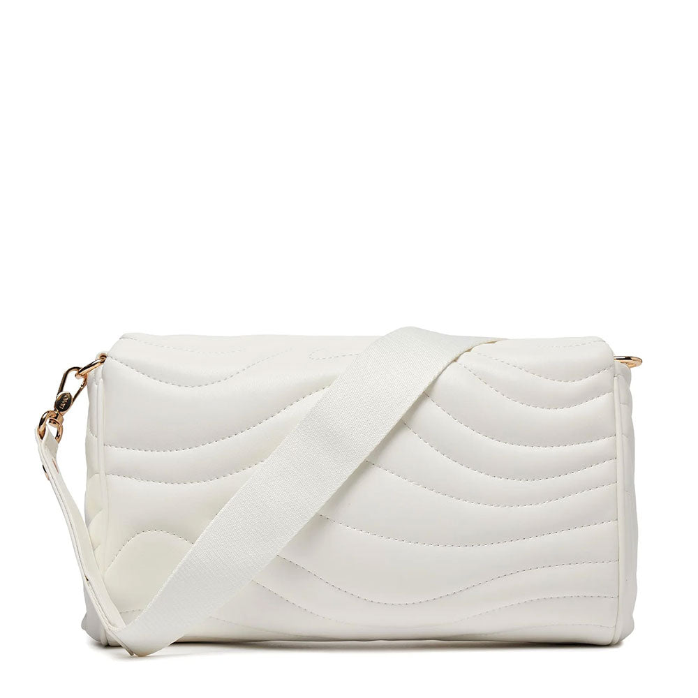 LIU JO Better Damen-Umhängetasche, gesteppt, cremefarben, mit Charme