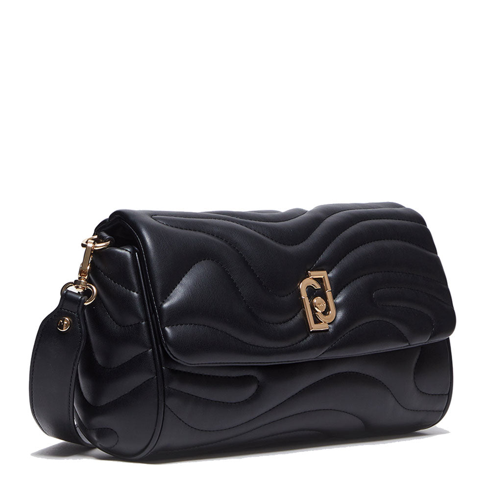 LIU JO Better Black Quilted Damen-Umhängetasche mit Anhänger