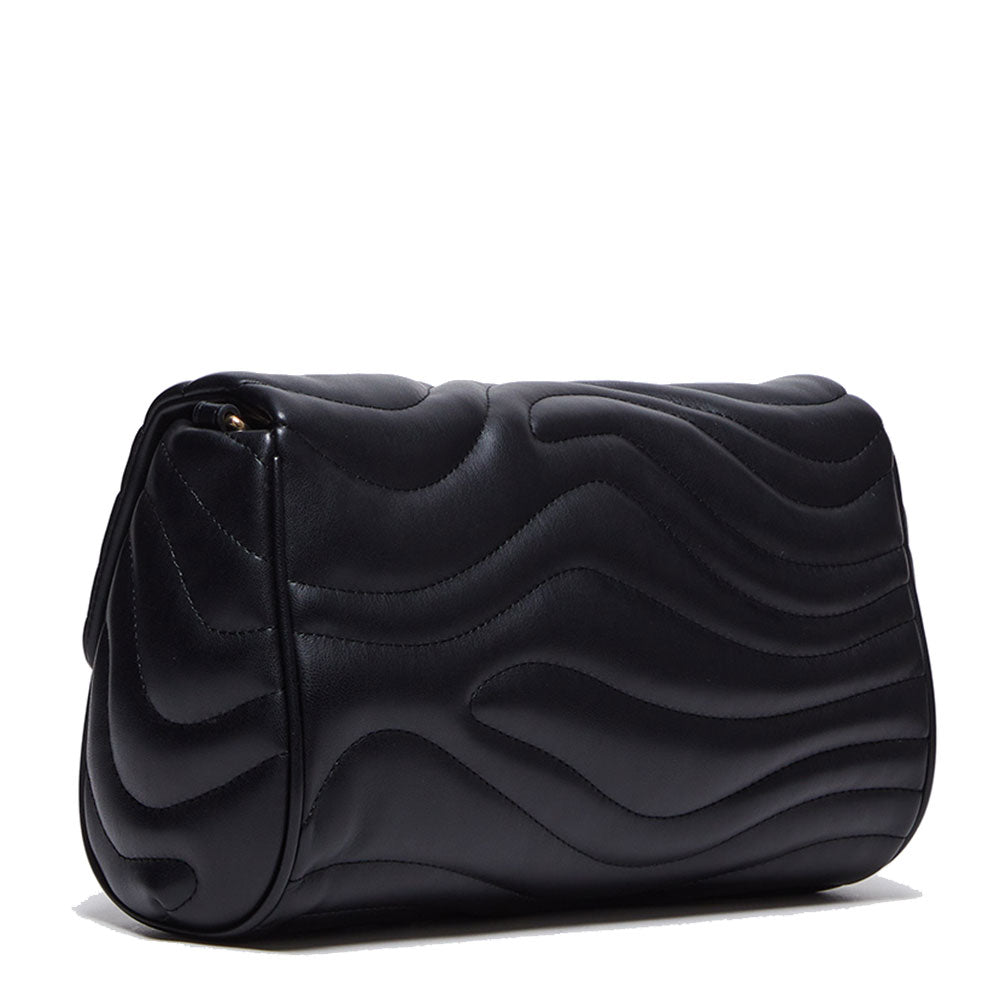 LIU JO Better Black Quilted Damen-Umhängetasche mit Anhänger