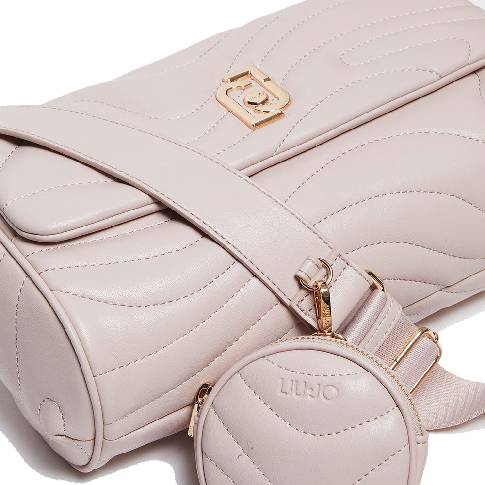 LIU JO Better Damen-Umhängetasche, gesteppt, antikrosa, mit Anhänger