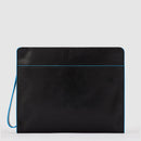 PIQUADRO iPad® Clutch Bag Blue Square Line AC5974B2VR aus schwarzem Leder