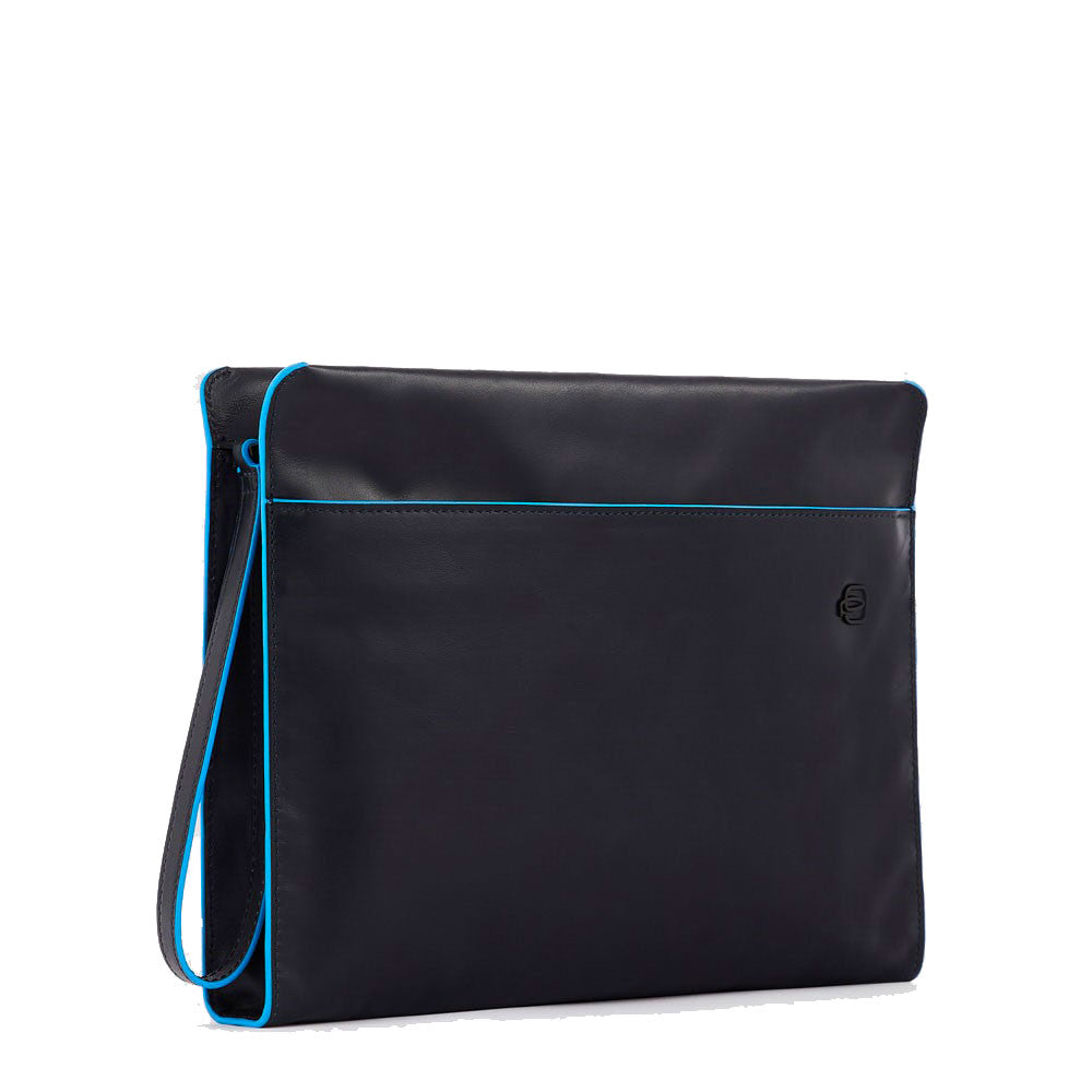 PIQUADRO iPad® Clutch Bag Blue Square Line AC5974B2VR aus blauem Leder