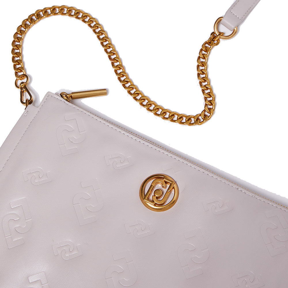 LIU JO Umweltfreundliche Damen-Umhängetasche mit geprägtem Logo in der Farbe Knochen