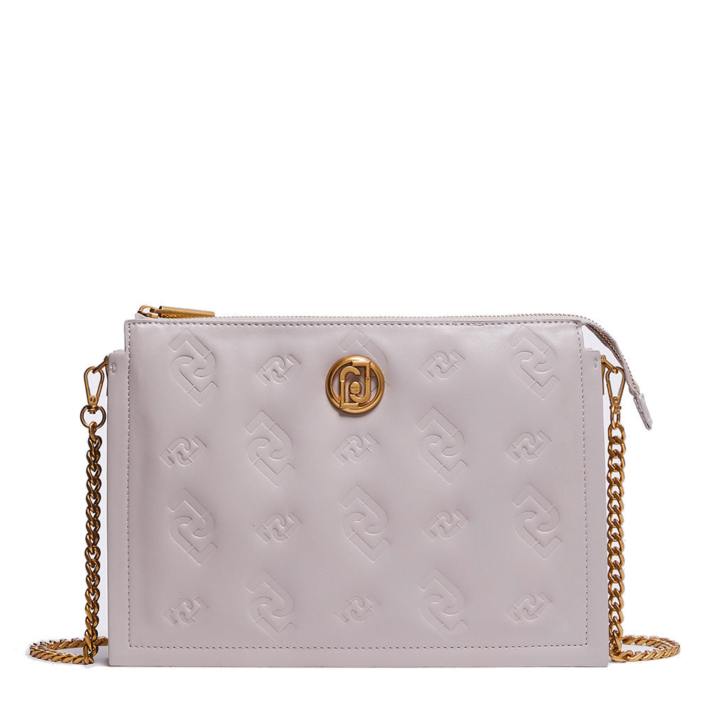 LIU JO Umweltfreundliche Damen-Umhängetasche mit geprägtem Logo in der Farbe Knochen