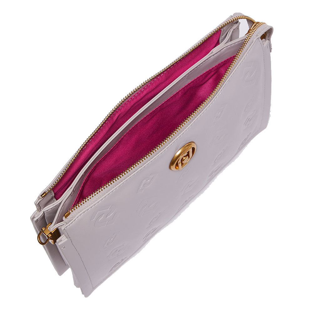 LIU JO Umweltfreundliche Damen-Umhängetasche mit geprägtem Logo in der Farbe Knochen