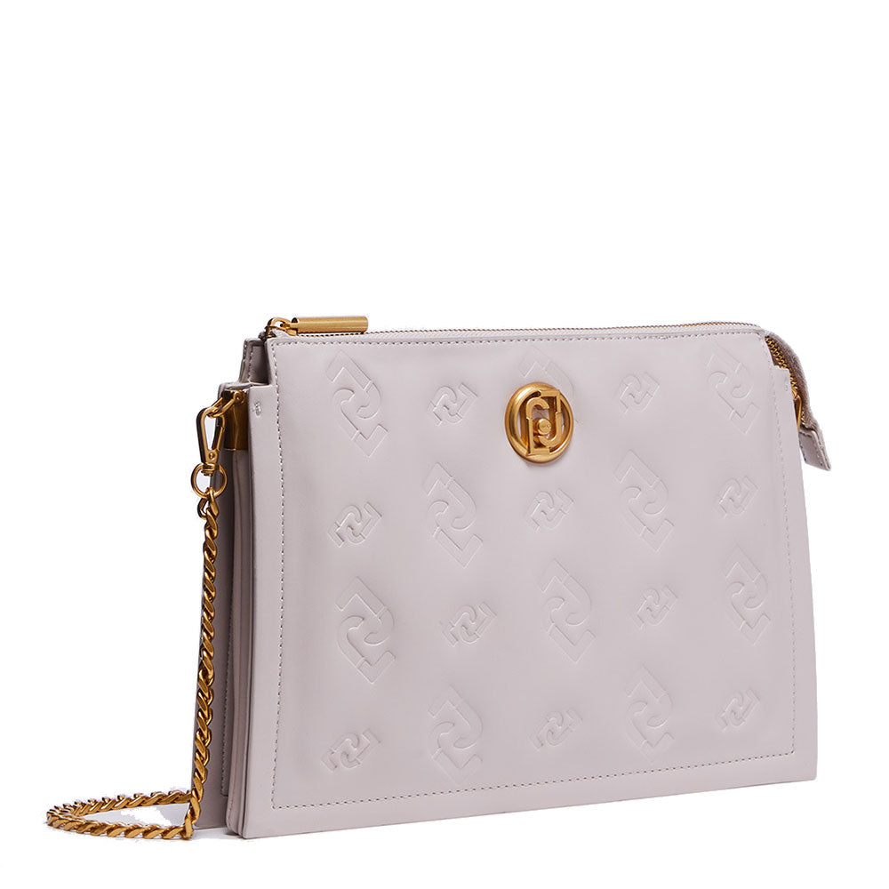 LIU JO Umweltfreundliche Damen-Umhängetasche mit geprägtem Logo in der Farbe Knochen