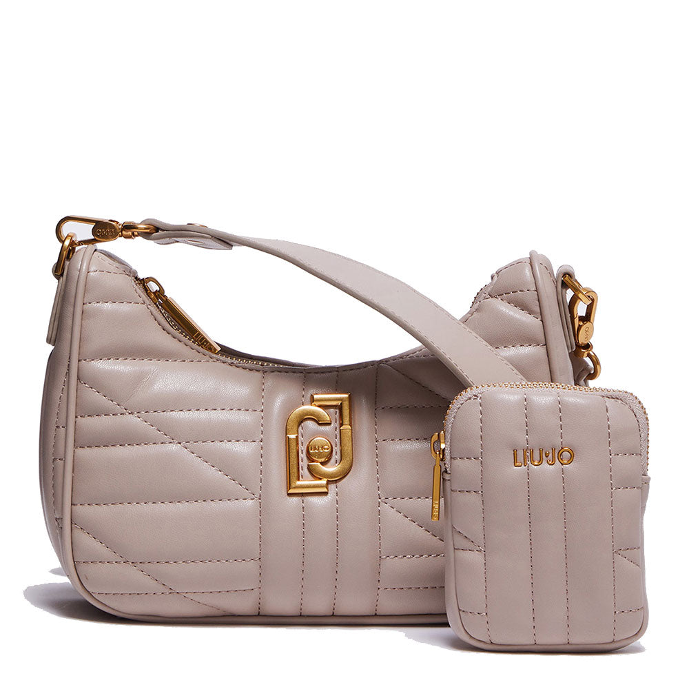 Damen Hobo Umhängetasche LIU JO Ökologisch nachhaltiges Matelassè Beige