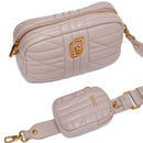 LIU JO Öko-nachhaltige Matelassè Beige Damen-Umhängetasche AF3125