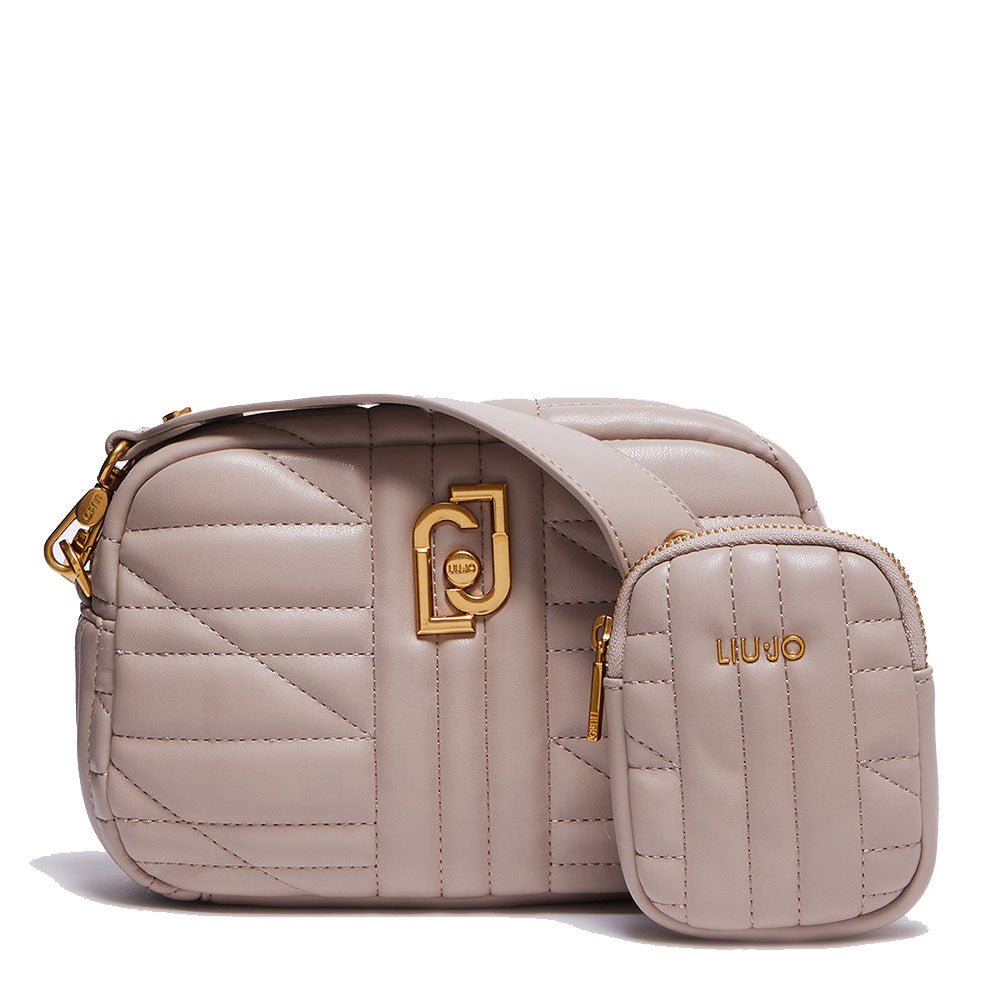 LIU JO Öko-nachhaltige Matelassè Beige Damen-Umhängetasche AF3125