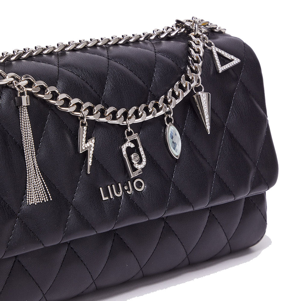 Borsa A Tracolla Liu Jo Donna - Modello Mezzaluna In Nylon, Nero - Foto 9