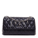 LIU JO Umweltfreundliche schwarze Matelassè Damen-Umhängetasche mit Anhängern