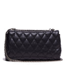 LIU JO Umweltfreundliche schwarze Matelassè Damen-Umhängetasche mit Anhängern