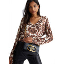 LIU JO Umweltfreundliche, glänzende schwarze Damen-Umhängetasche mit Maxi-Logo