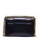 LIU JO Umweltfreundliche, glänzende schwarze Damen-Umhängetasche mit Maxi-Logo